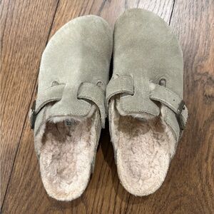Birkenstock shearling Boston slide